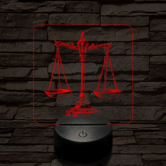 Jusztícia mérlege 7 színű valósághű 3D led lámpa