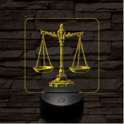 Jusztícia mérlege 7 színű valósághű 3D led lámpa