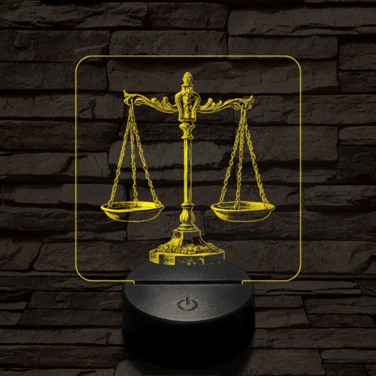 Jusztícia mérlege 7 színű valósághű 3D led lámpa