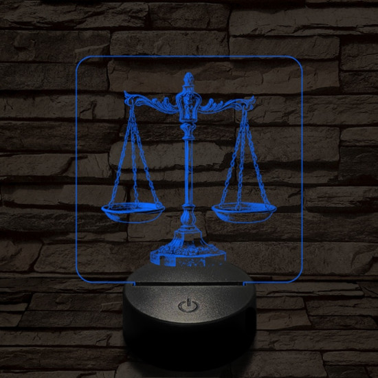 Jusztícia mérlege 7 színű valósághű 3D led lámpa