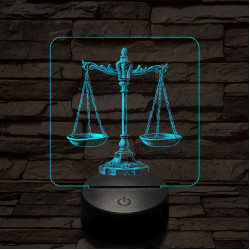 Jusztícia mérlege 7 színű valósághű 3D led lámpa