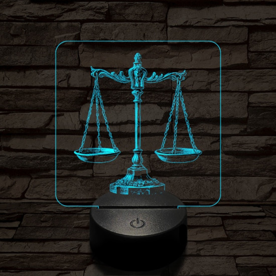 Jusztícia mérlege 7 színű valósághű 3D led lámpa