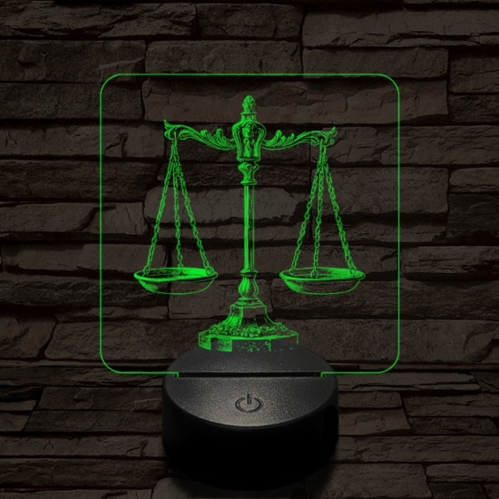 Jusztícia mérlege 7 színű valósághű 3D led lámpa