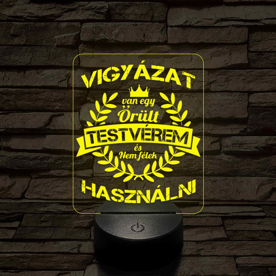 Vigyázat! Van egy őrült testvérem – 7 színű színváltós 3D LED lámpa