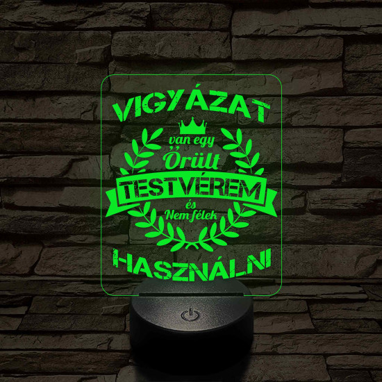 Vigyázat! Van egy őrült testvérem – 7 színű színváltós 3D LED lámpa