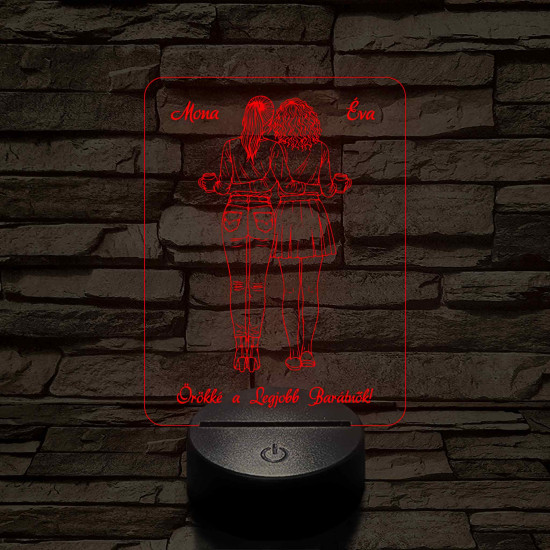 A legjobb barátnők – 7 színű, színváltós 3D LED lámpa