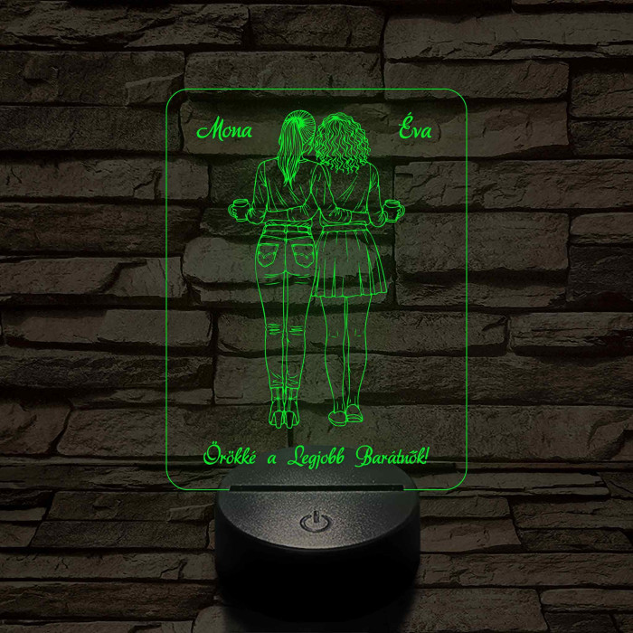 A legjobb barátnők – 7 színű, színváltós 3D LED lámpa