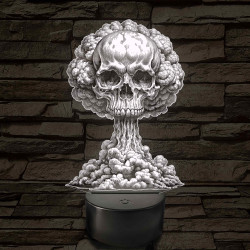 Atomfelhő koponyával – 7 színű, színváltós 3D LED lámpa