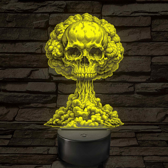 Atomfelhő koponyával – 7 színű, színváltós 3D LED lámpa