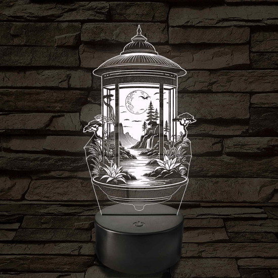 Lampion tájkép – 7 színű, színváltós 3D LED lámpa