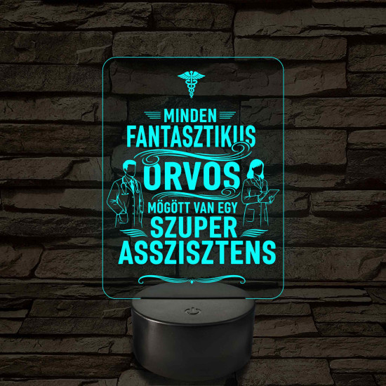 Orvos és asszisztens - 7 színű, színváltós 3D led lámpa