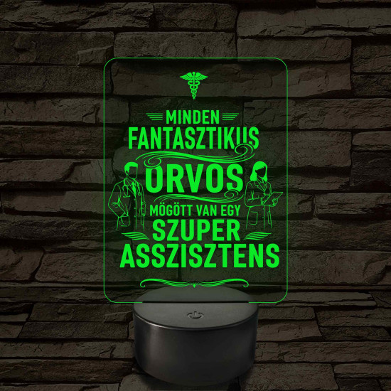 Orvos és asszisztens - 7 színű, színváltós 3D led lámpa