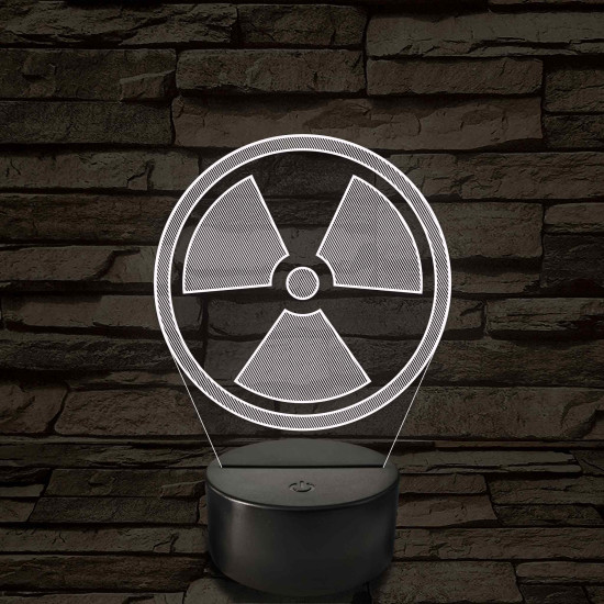Sugárveszély jelzés 7 színű 3D led lámpa