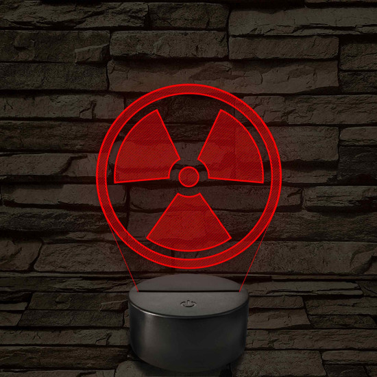 Sugárveszély jelzés 7 színű 3D led lámpa