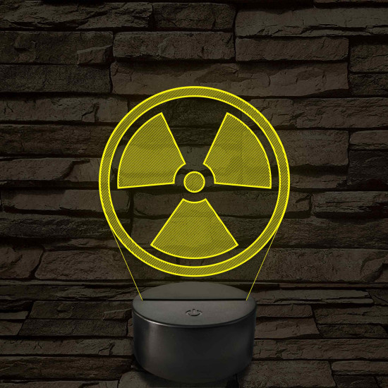 Sugárveszély jelzés 7 színű 3D led lámpa