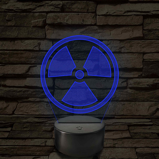 Sugárveszély jelzés 7 színű 3D led lámpa