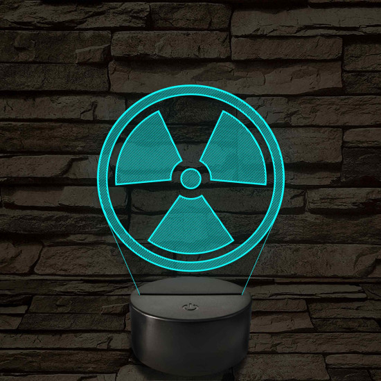 Sugárveszély jelzés 7 színű 3D led lámpa