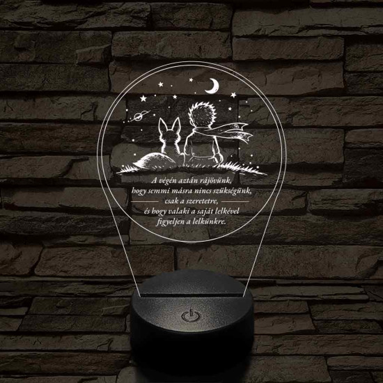 A Kis Herceg és a Róka – 7 színű, színváltós 3D LED lámpa