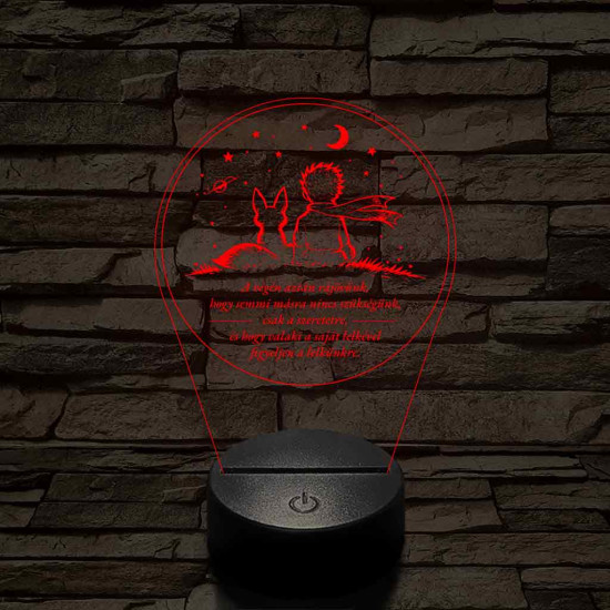 A Kis Herceg és a Róka – 7 színű, színváltós 3D LED lámpa