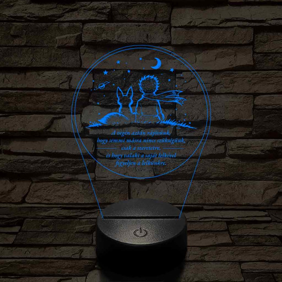 A Kis Herceg és a Róka – 7 színű, színváltós 3D LED lámpa
