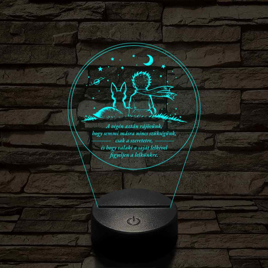 A Kis Herceg és a Róka – 7 színű, színváltós 3D LED lámpa