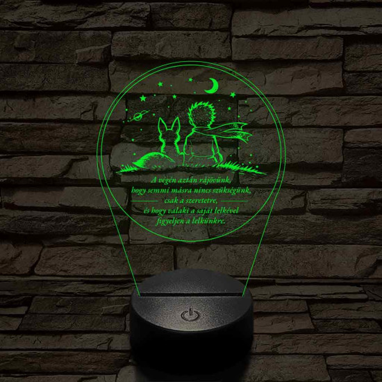 A Kis Herceg és a Róka – 7 színű, színváltós 3D LED lámpa