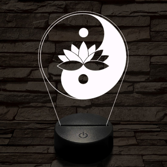 Jin-Jang lótusz 7 színű  3D led lámpa