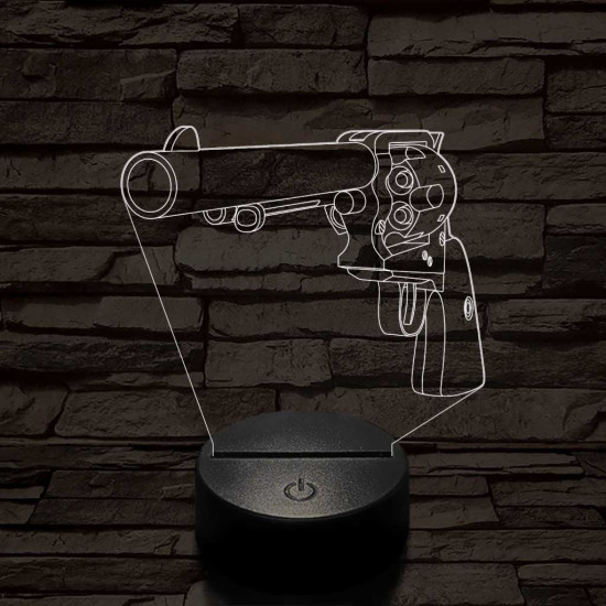 Colt revolver  7 színű  3D led lámpa