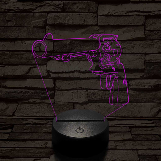 Colt revolver  7 színű  3D led lámpa
