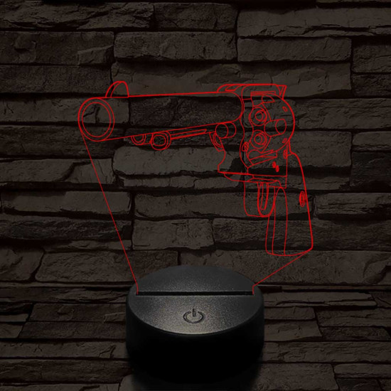 Colt revolver  7 színű  3D led lámpa