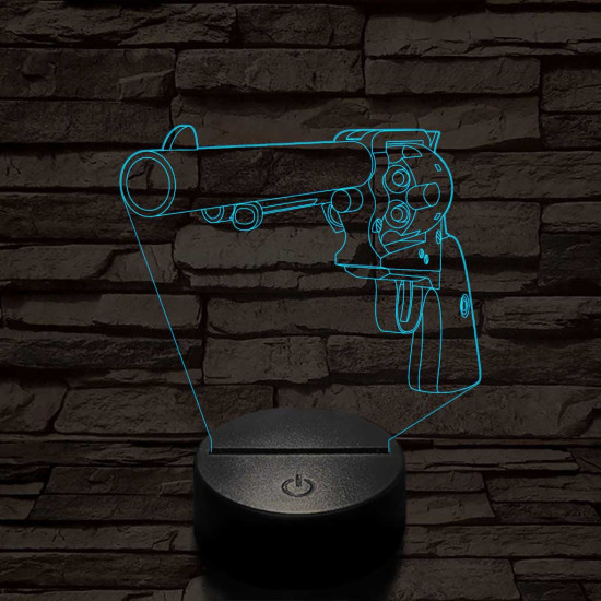 Colt revolver  7 színű  3D led lámpa