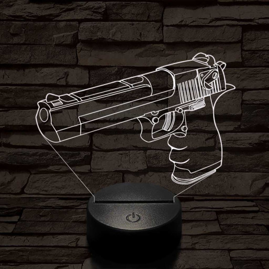 Desert eagle pisztoly 7 színű  3D led lámpa
