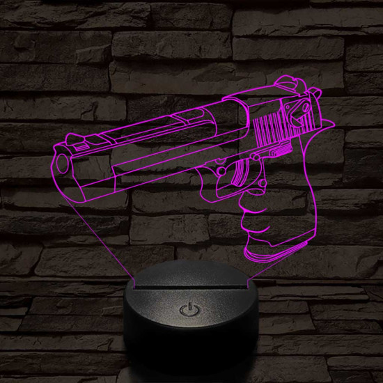Desert eagle pisztoly 7 színű  3D led lámpa