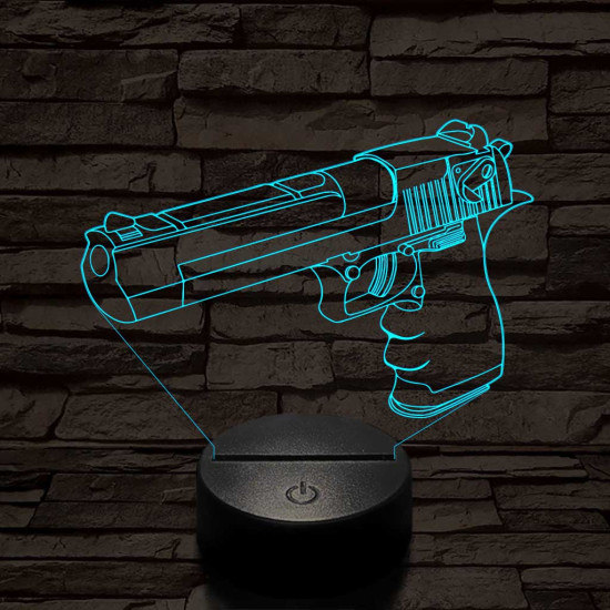 Desert eagle pisztoly 7 színű  3D led lámpa