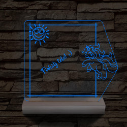 Írható unikornis 3D led lámpa fatalppal 7 színű 