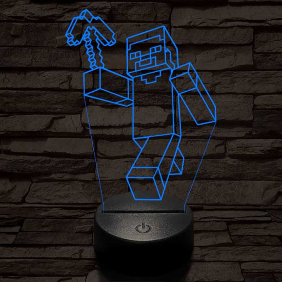 Minecraft figura 7 színű 3D led lámpa