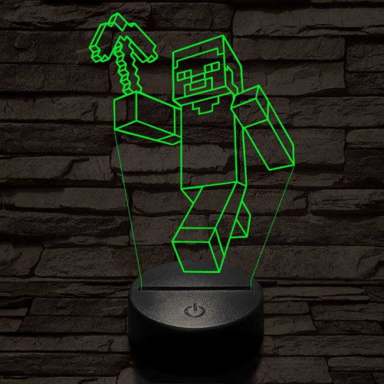 Minecraft figura 7 színű 3D led lámpa