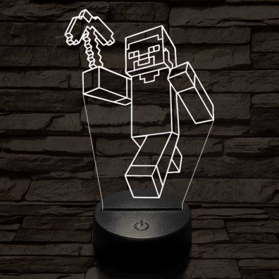 Minecraft figura 7 színű 3D led lámpa
