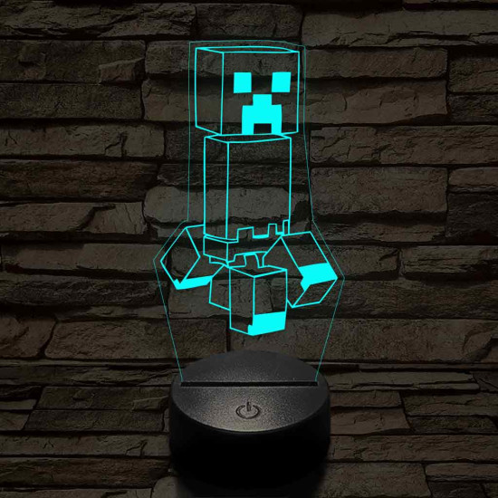 Minecraft Creeper 7 színű 3D led lámpa