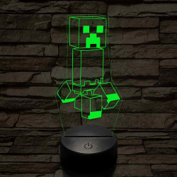 Minecraft Creeper 7 színű 3D led lámpa