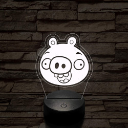 Angry Birds zöld malac piggy 7 színű 3D led lámpa