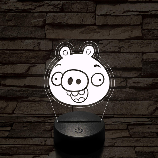 Angry Birds zöld malac piggy 7 színű 3D led lámpa