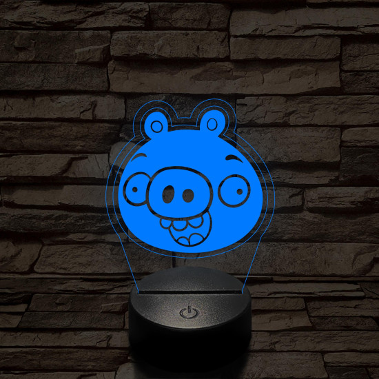 Angry Birds zöld malac piggy 7 színű 3D led lámpa