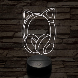 Gamer macskafüles fejhallgató 7 színű 3D led lámpa