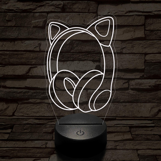 Gamer macskafüles fejhallgató 7 színű 3D led lámpa