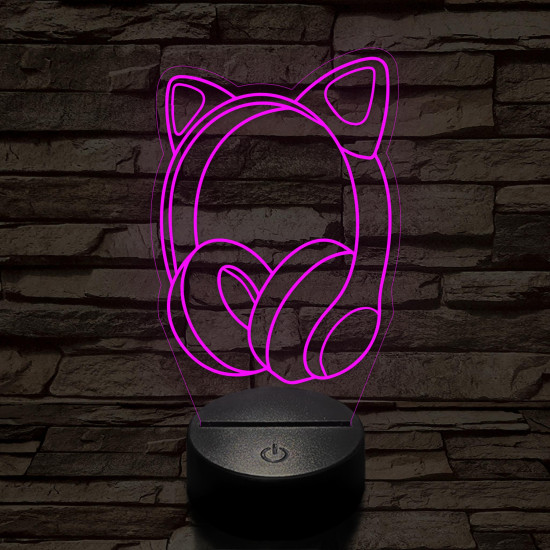 Gamer macskafüles fejhallgató 7 színű 3D led lámpa