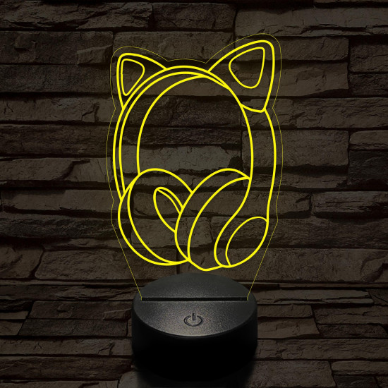 Gamer macskafüles fejhallgató 7 színű 3D led lámpa