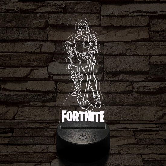 Fortnite női karakter kalapáccsal 7 színű 3D led lámpa