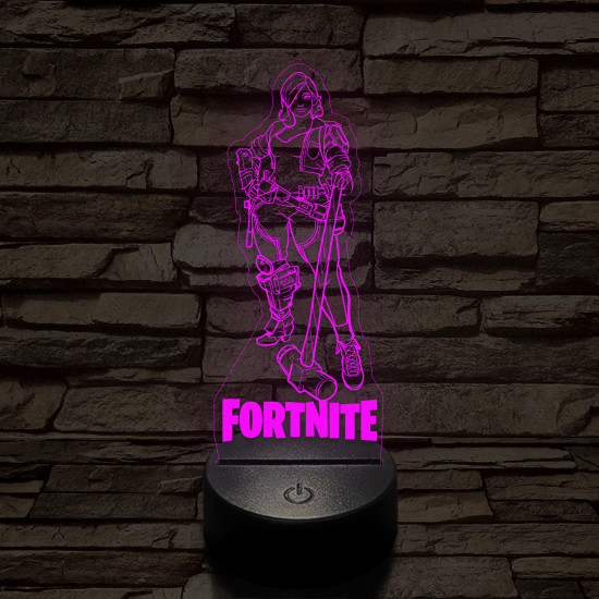 Fortnite női karakter kalapáccsal 7 színű 3D led lámpa