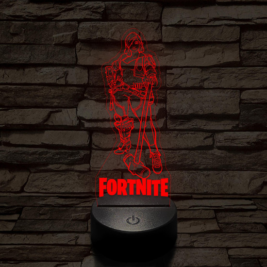 Fortnite női karakter kalapáccsal 7 színű 3D led lámpa